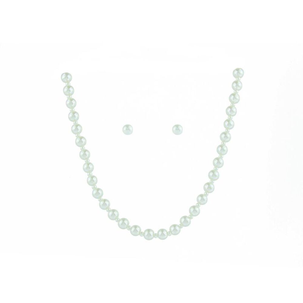 The Skyline Collection Classic Ivory Faux Pearl Necklace and Earring Set
